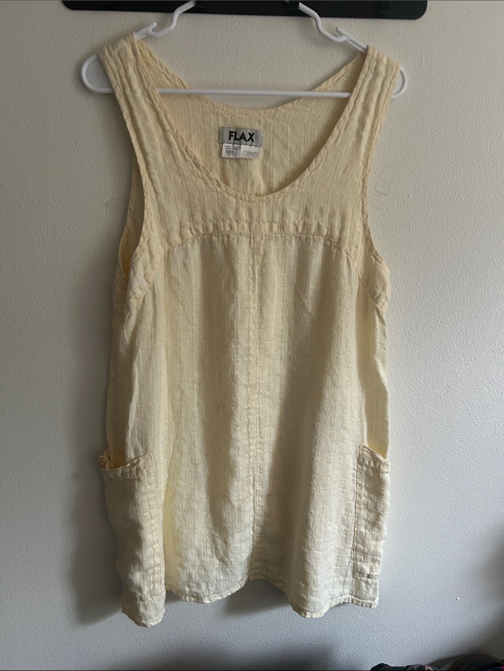 Vintage FLAX Small Linen Sleeveless Tank Tunic Beach Large Button  Pockets